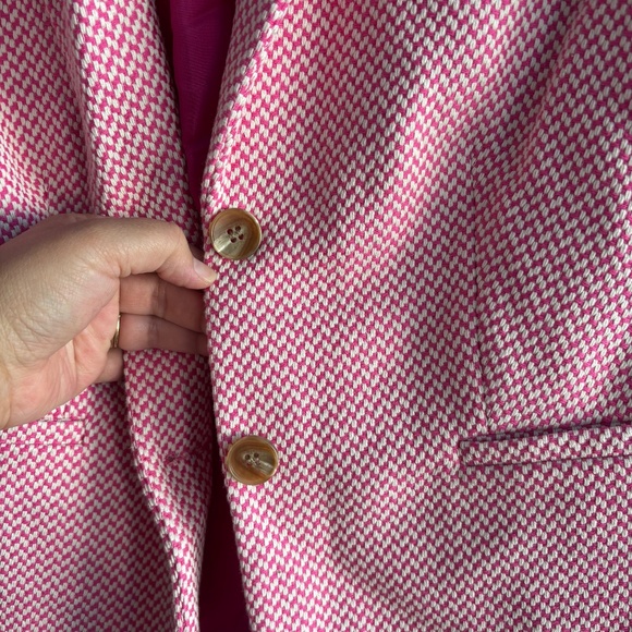 Boden Pink/White Cotton Blend Two Button Tweed Blazer Jacket - Picture 4 of 7
